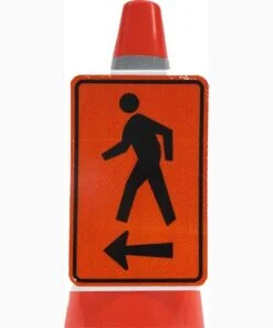 Cone mounted Pedestrian left arrow - PVC