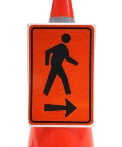 Cone mounted Pedestrian Right arrow - PVC