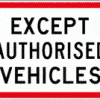 except authorised vehicles