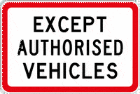 except authorised vehicles