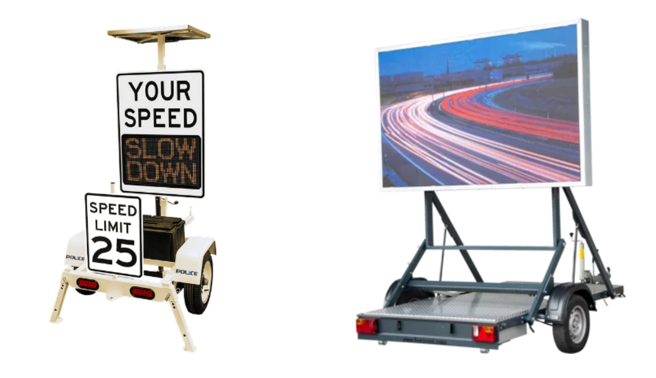Transparent Background Images 23 » Highway 1 Portable traffic sign with'Your Speed Slow Down' and 'Speed Limit 25' on a wheeled frame